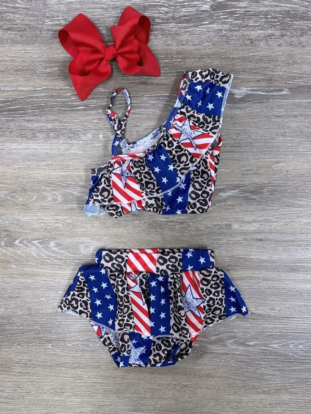 American Dream Ruffle Skirted 2 Piece Girls Swimsuit