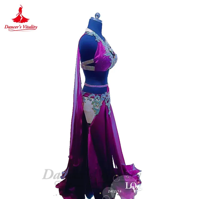 Belly Dancer Performance Costume Set for Women Senior Bra Top satin Skirt 2pcs Custom Adult Child Oriental Competiton Outfit