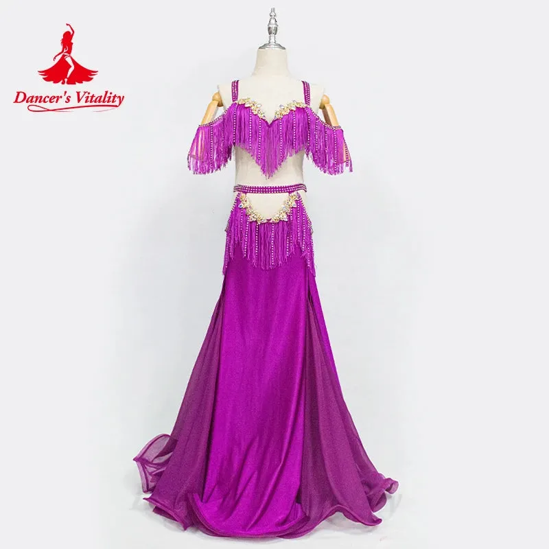 bellydance costume luxory cusomzied belly dancing performance bra long skirt 2pcs women adult children Oriental Dance Clothing