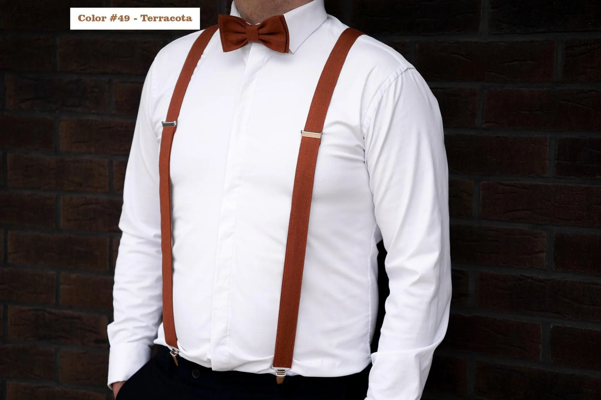 Burnt Orange color linen bow tie