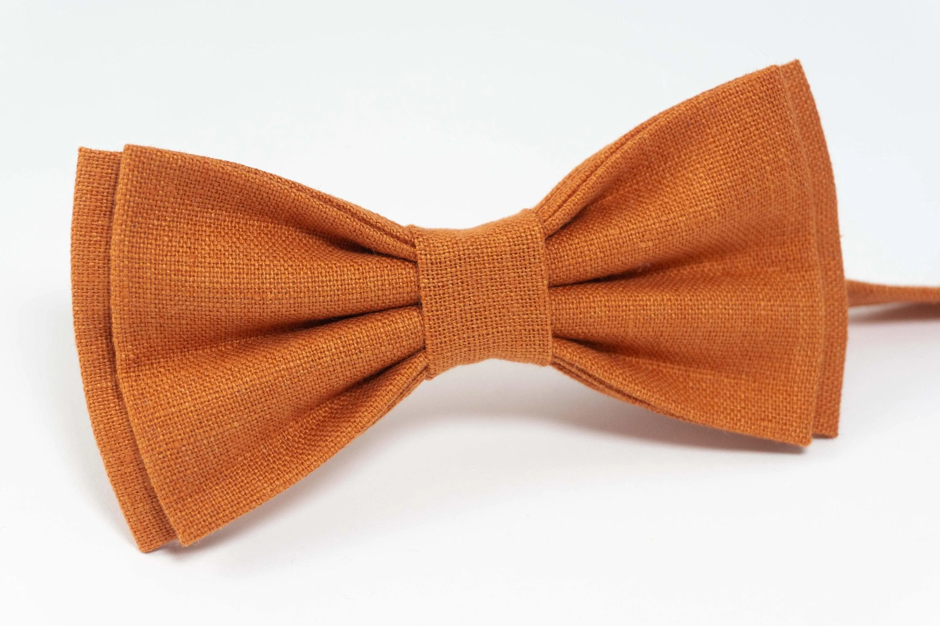 Burnt Orange color linen bow tie