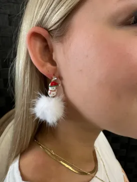 Christmas theme snowman pom-pom earring