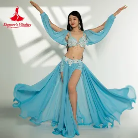 elly Dance Clothes Suit for Women Oriental Dance Outfit Bra long Skirt Sleeves 3pcs Customzied Adult Belly Dancing Popsong Set