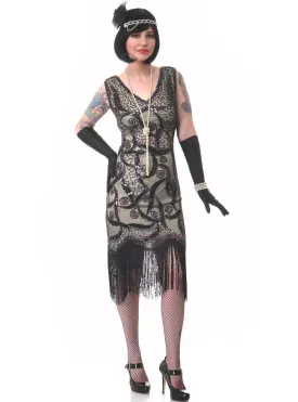 Glam Olive and Black Womens Plus Size 1920s Costume