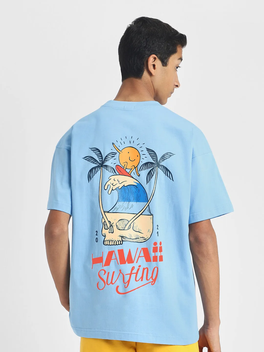 Hawai Surfing Dutchcanal Oversized Graphic Back Printed Boys T-shirt