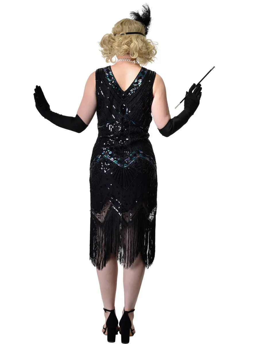 Iridescent Black Sequin 1920s Gatsby Plus Size Womens Costume