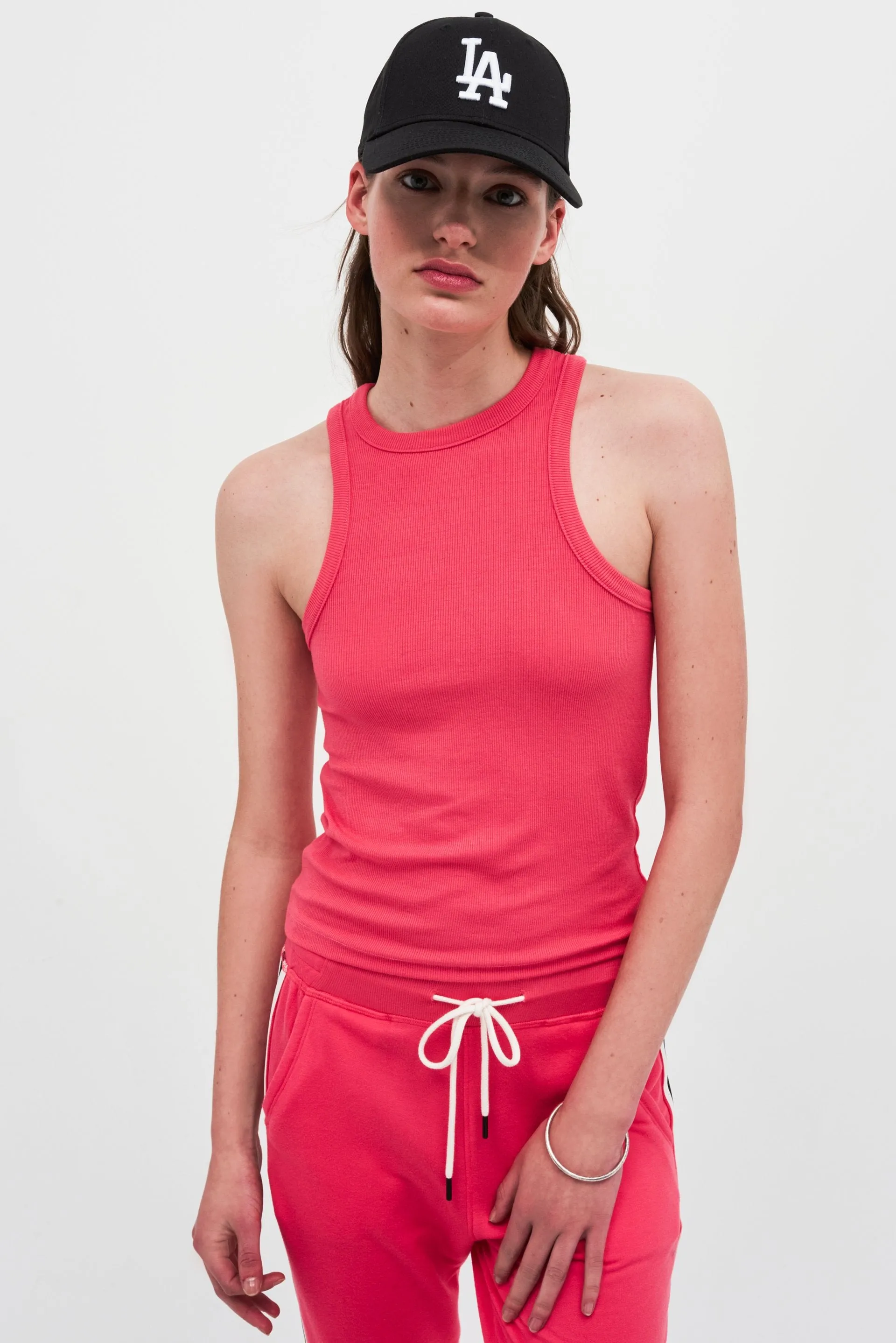 Kiki Rib Tank, Hot Coral