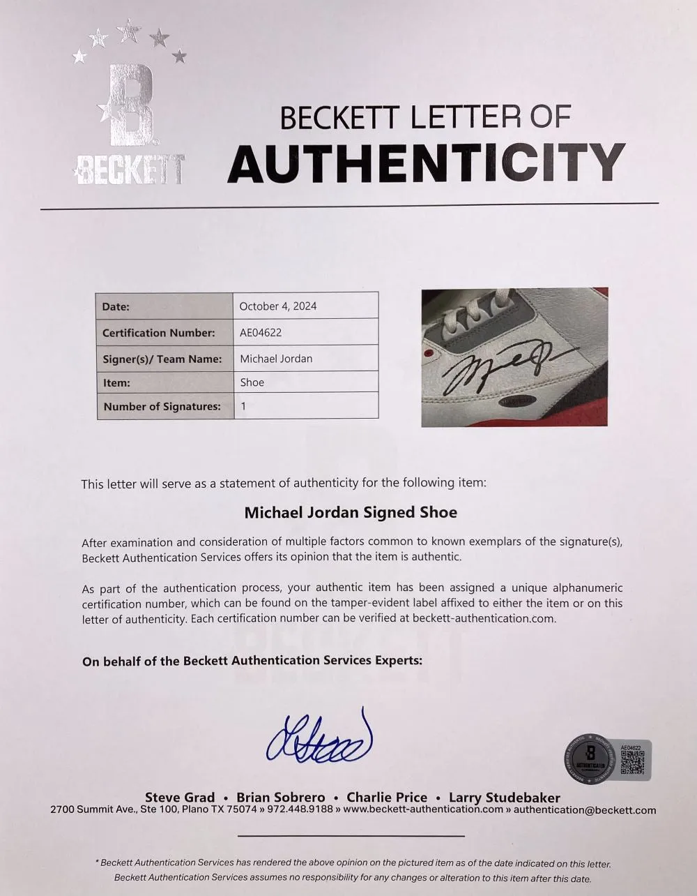 Michael Jordan Bulls Signed 2013 Nike Air Jordan 3 Fire Red Sneaker BAS UDA