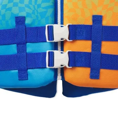 New - Speedo Boys PFD Life Jacket Vest Type III 50-90 lbs Anti-Microbial , Checkered