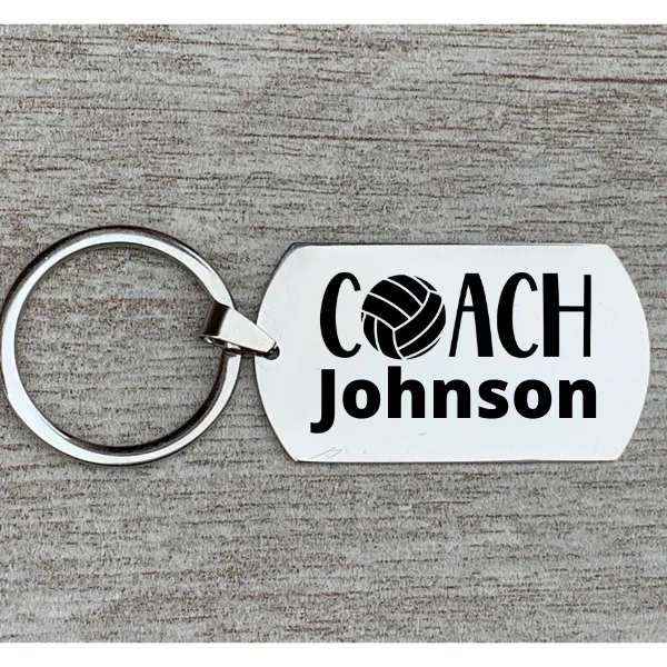 Personalized Engraved Volleyball Coach Keychain