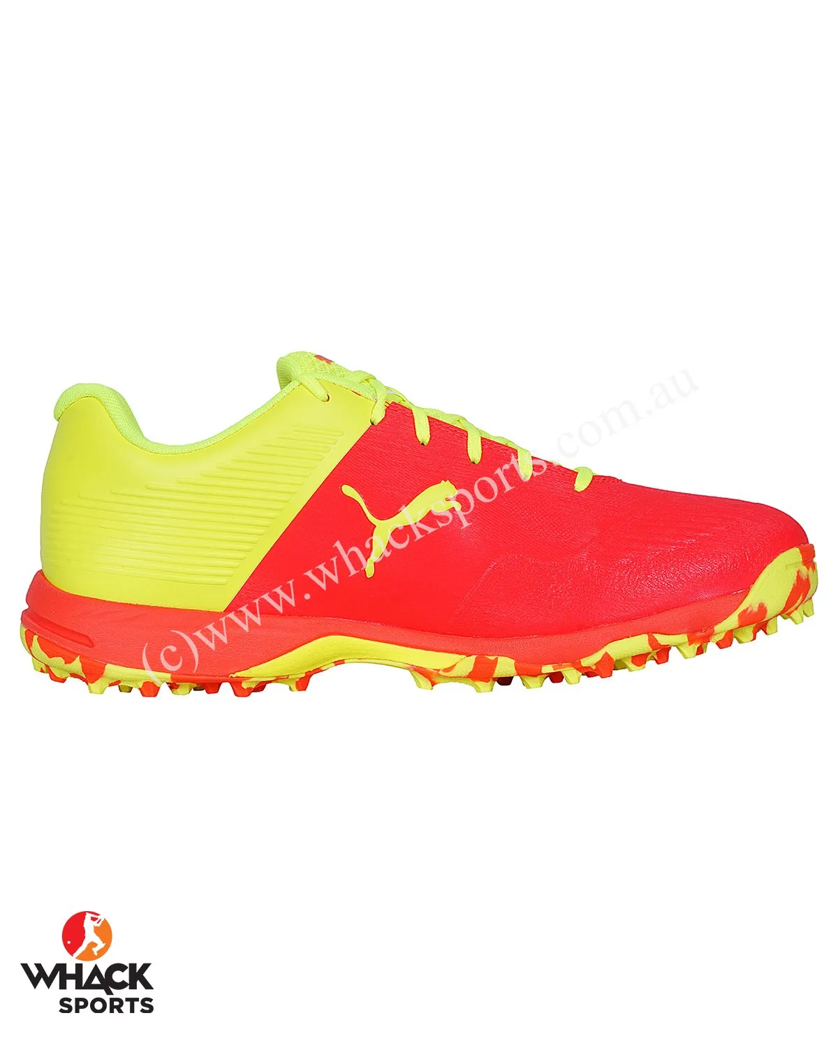 Puma 19 FH - Rubber Cricket Shoes - Red Blast/Yellow Alert