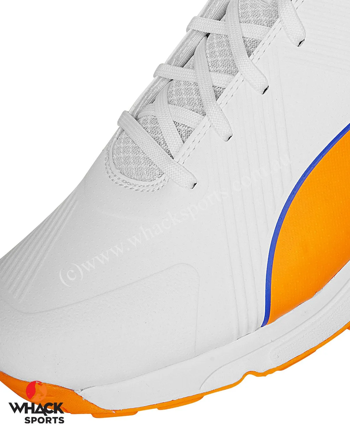 Puma 19.2 Cricket Shoes - Steel Spikes - White Bluemazing Orange Glow