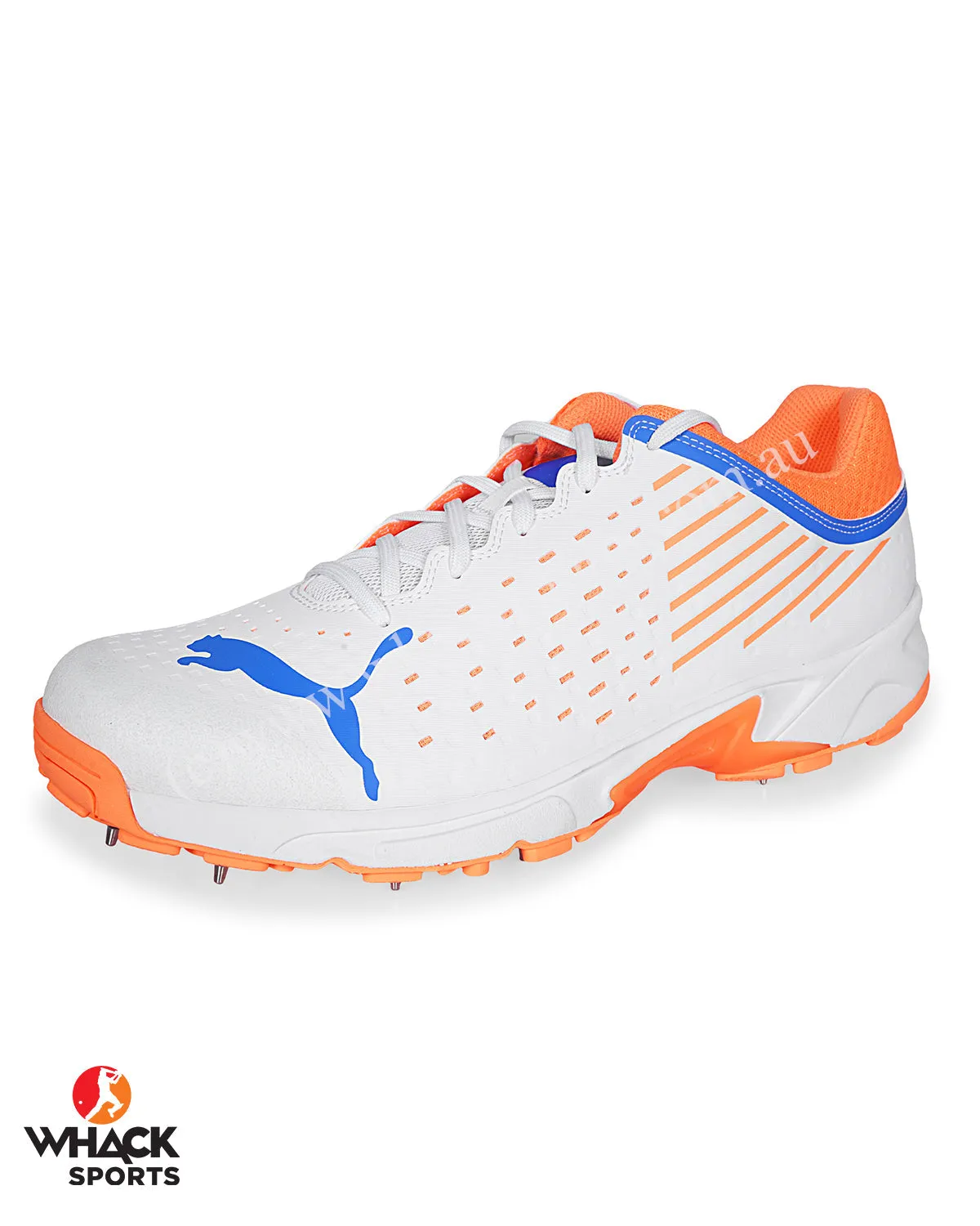 Puma 22.1 Cricket Shoes - Steel Spikes - White Bluemazing Neon Citrus