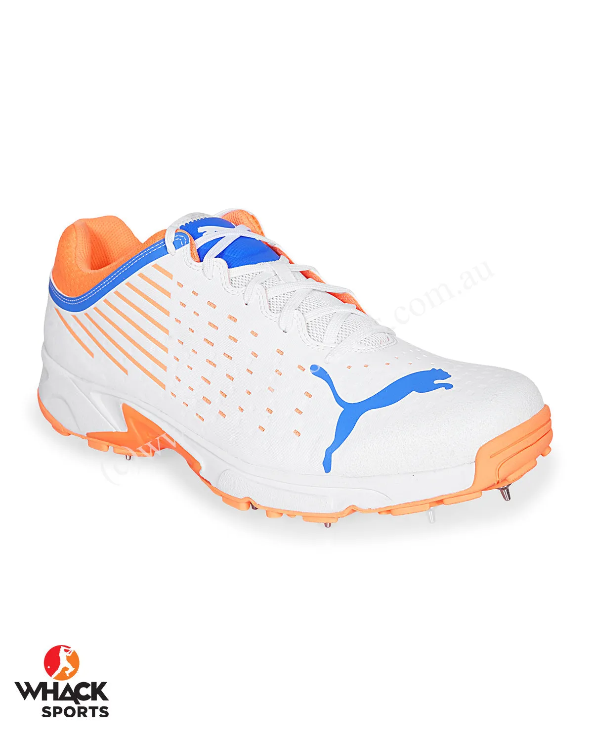 Puma 22.1 Cricket Shoes - Steel Spikes - White Bluemazing Neon Citrus