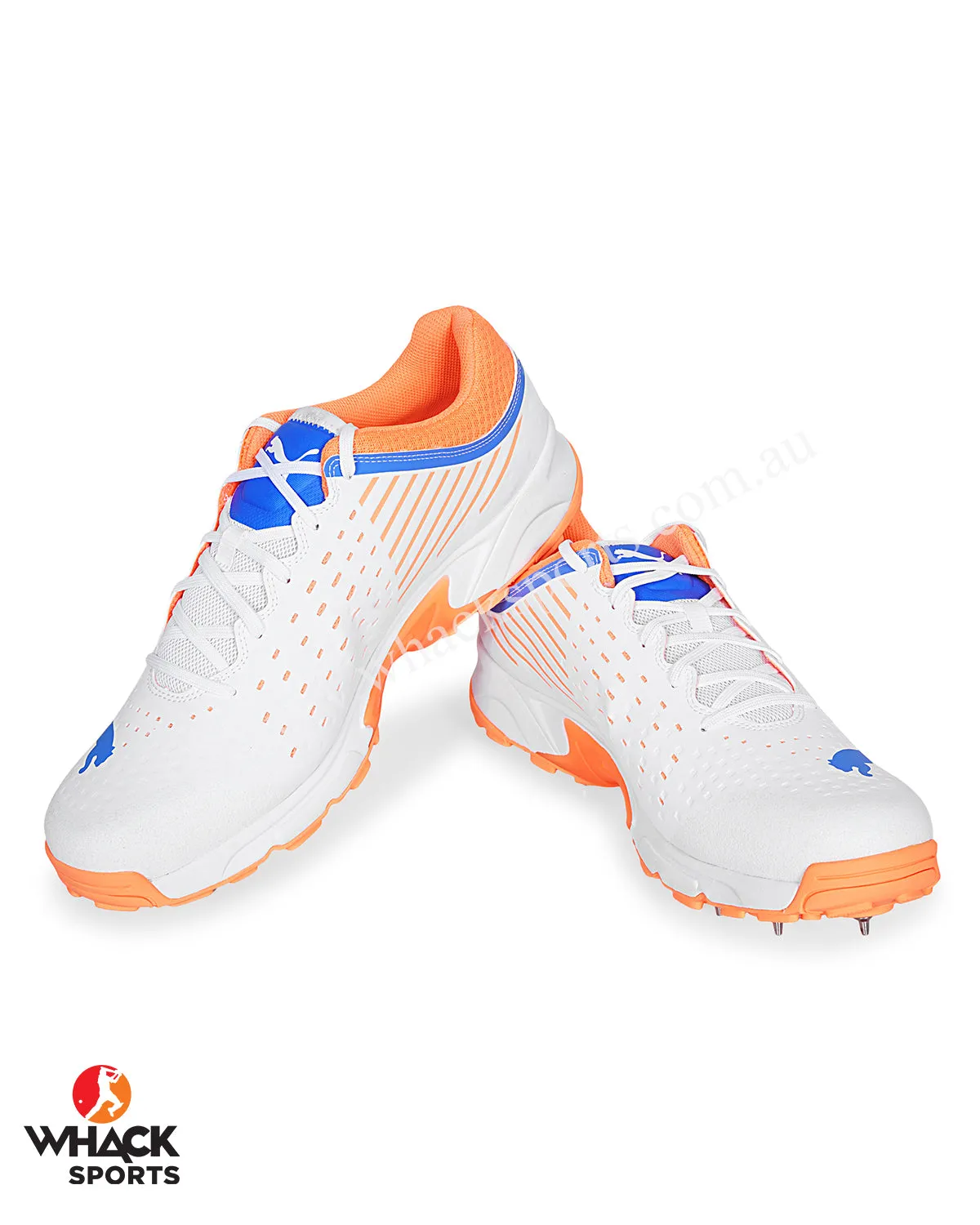 Puma 22.1 Cricket Shoes - Steel Spikes - White Bluemazing Neon Citrus