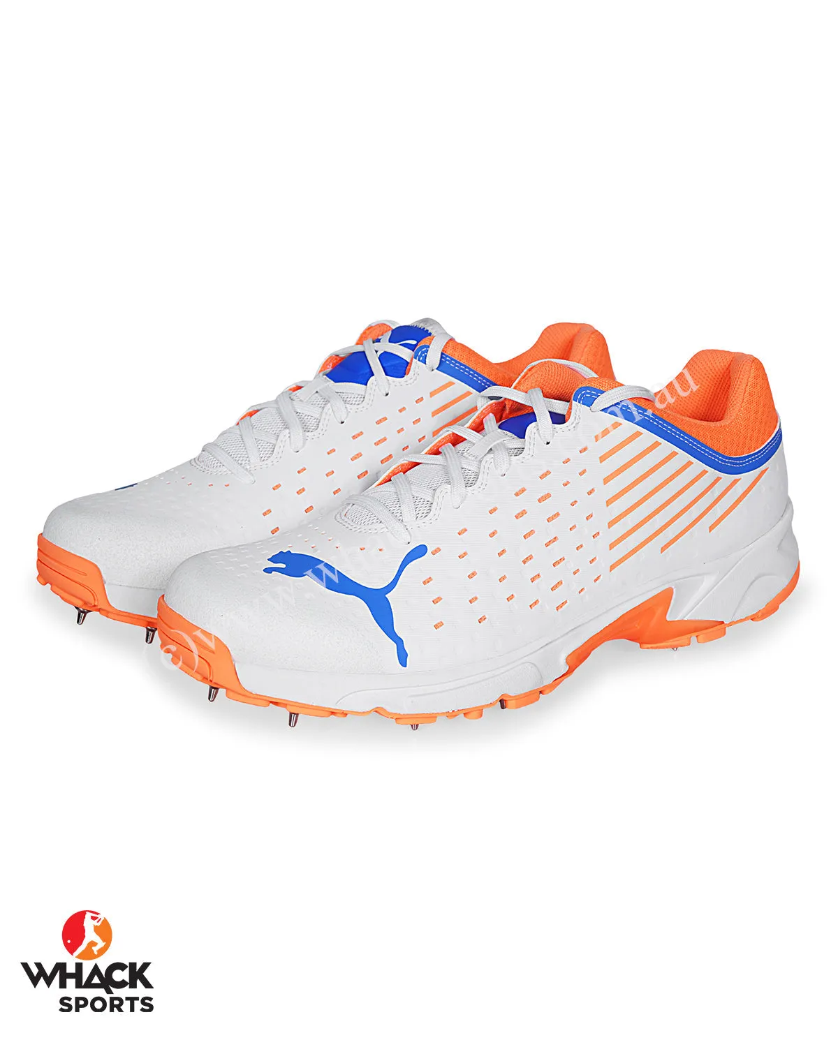 Puma 22.1 Cricket Shoes - Steel Spikes - White Bluemazing Neon Citrus