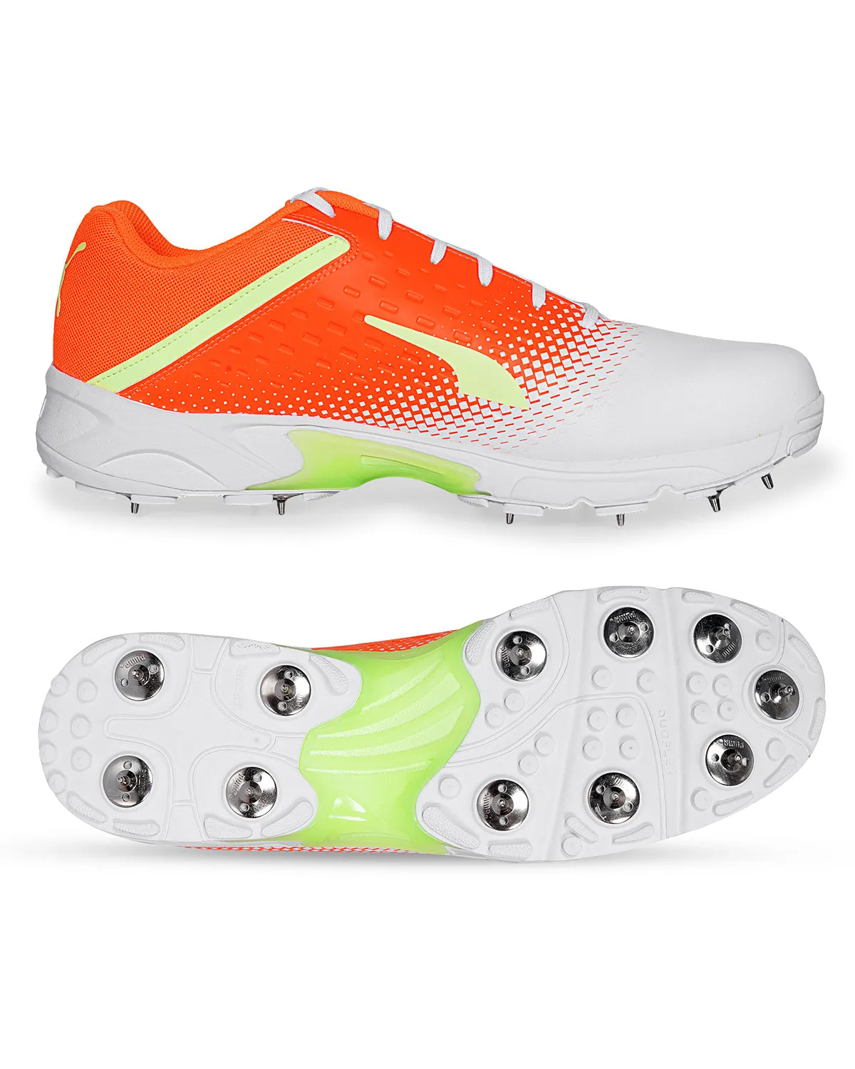 Puma 22.2 Cricket Shoes - Steel Spikes - White Yellow Orange