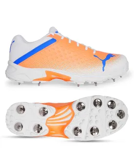 Puma 22.2 Cricket Shoes - Steel Spikes - White/Bluemazing/Neon Citrus