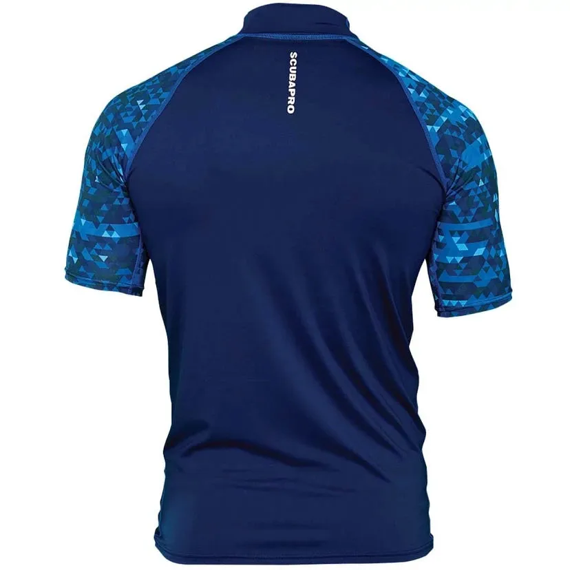 ScubaPro Aegean Rash Guard Mens, Short Sleeve (UPF50)- Blue