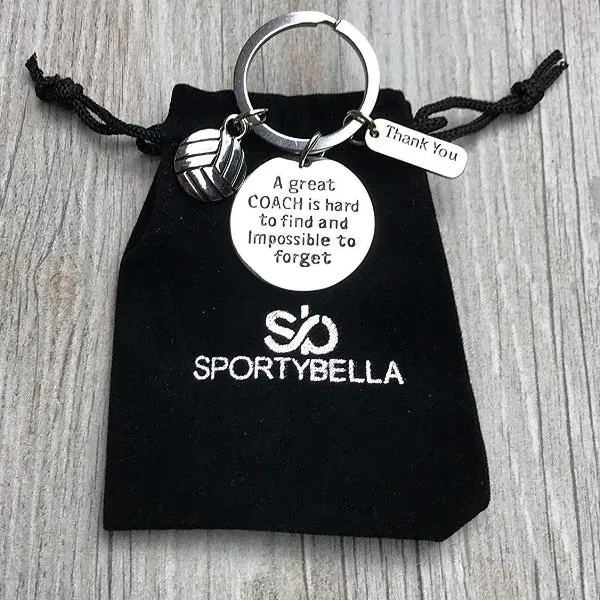 Volleyball Coach Keychain, Great Coach is Hard to Find Coach Keychain