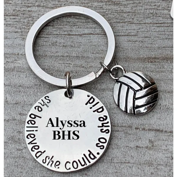 Volleyball Keychain- Engraved She Believed She Could So She Did Keychain