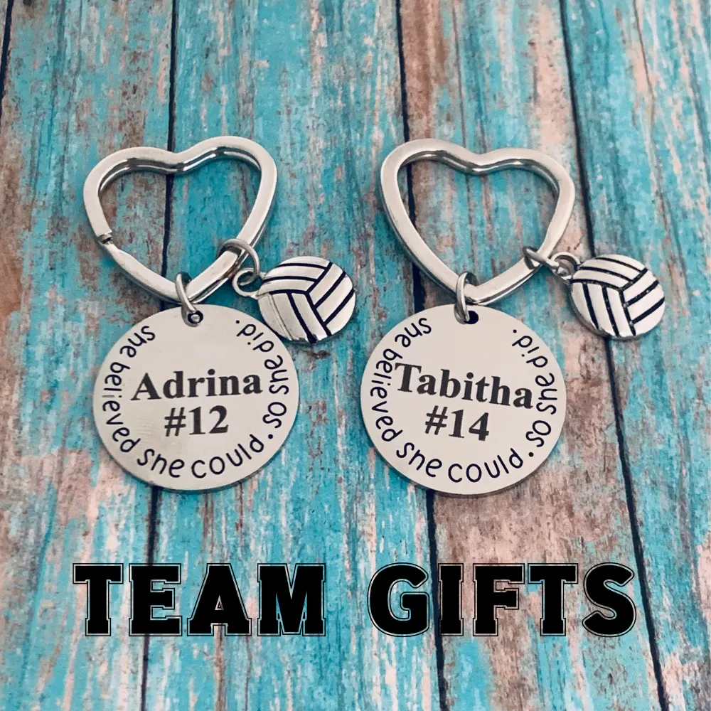 Volleyball Keychain- Engraved She Believed She Could So She Did Keychain