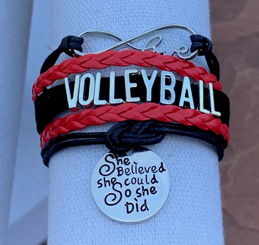 Volleyball She Believed She Could  Bracelet - Pick Your Team Colors