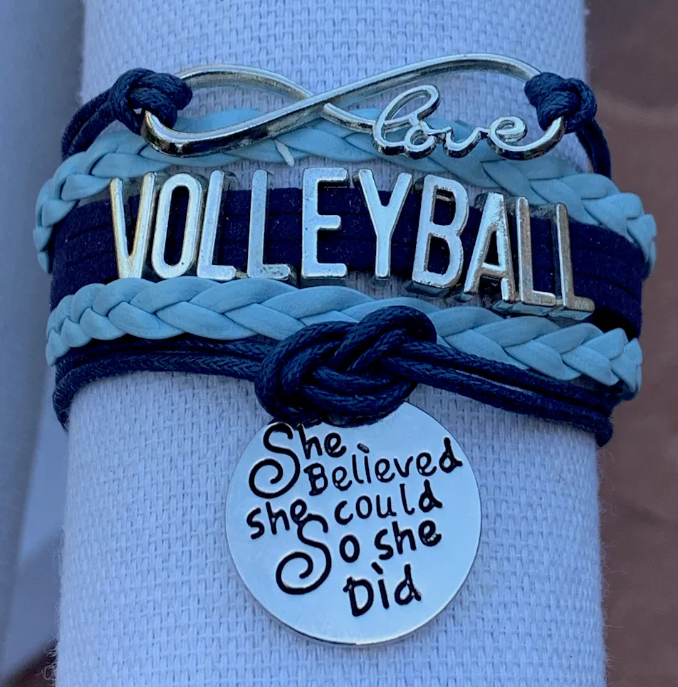 Volleyball She Believed She Could  Bracelet - Pick Your Team Colors