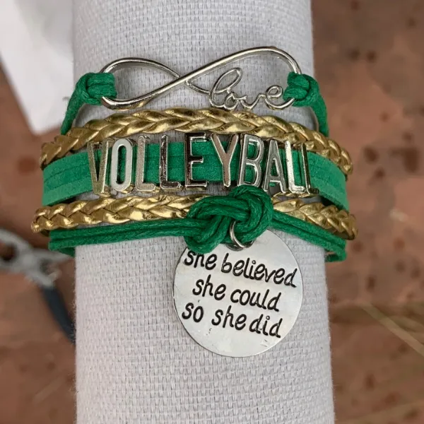 Volleyball She Believed She Could  Bracelet - Pick Your Team Colors