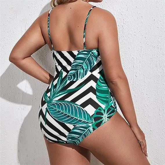 Womens Swimming Costume - leaf print