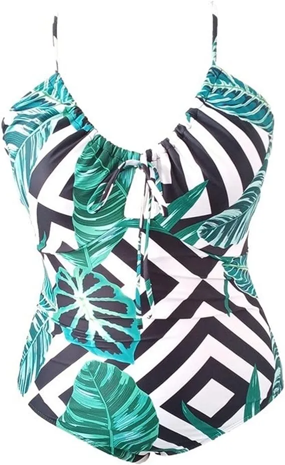 Womens Swimming Costume - leaf print