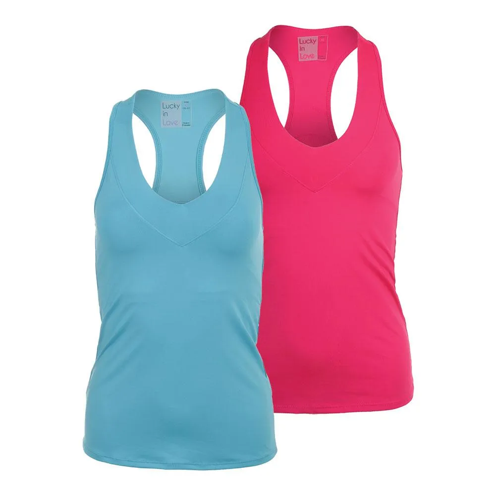 Women`s V-Neck Tennis Tank with Bra