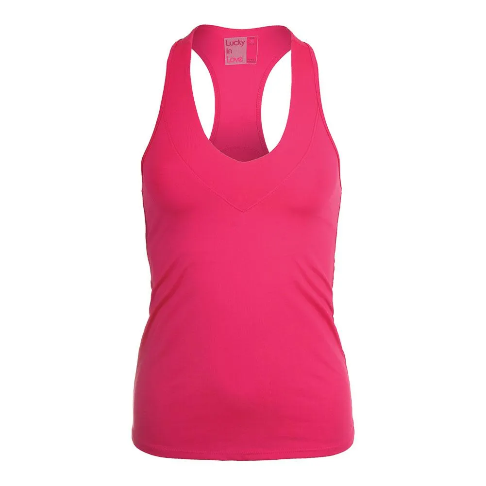 Women`s V-Neck Tennis Tank with Bra