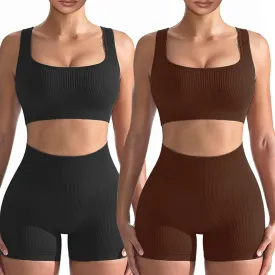 Workout Sets for Women 2 Piece, Cute YOGA Workout Set, Two Piece Workout Outfits,2 Pack